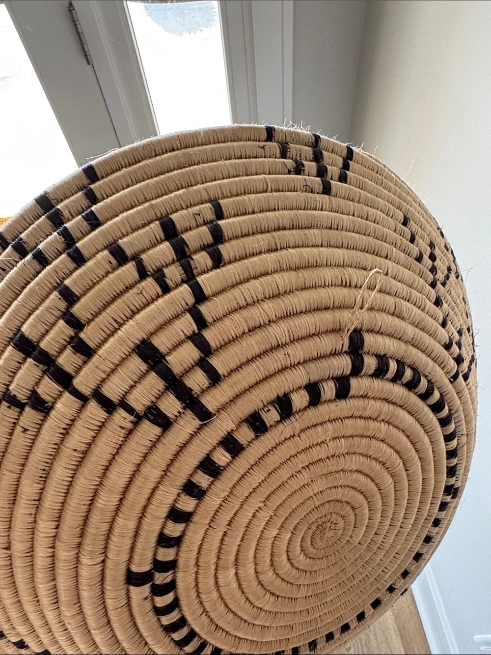 Fair Trade Handwoven Natural and Black Wall Basket - Bohemian Decorative Accent